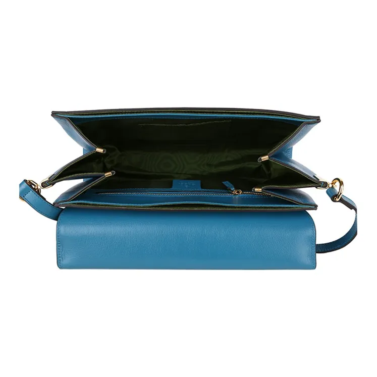 GUCCI Leather Envelope Bag, Shoulder Bag Women's Sapphire Blue-4