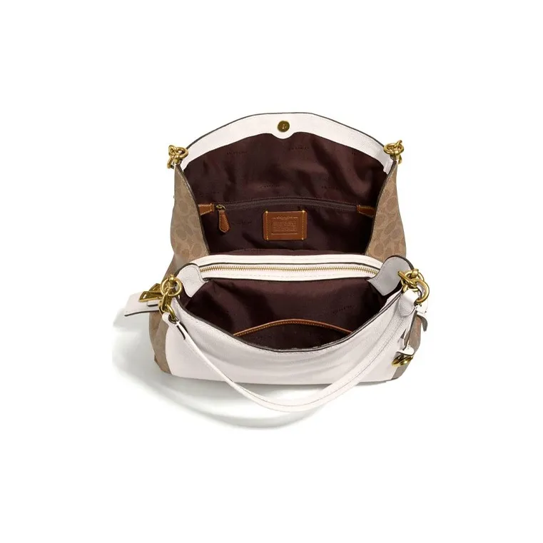 COACH Dalton Multicolor Monogram Canvas With Leather Crossbody Bag Shoulder Bag Large Size Women's White/Khaki Monogram-3