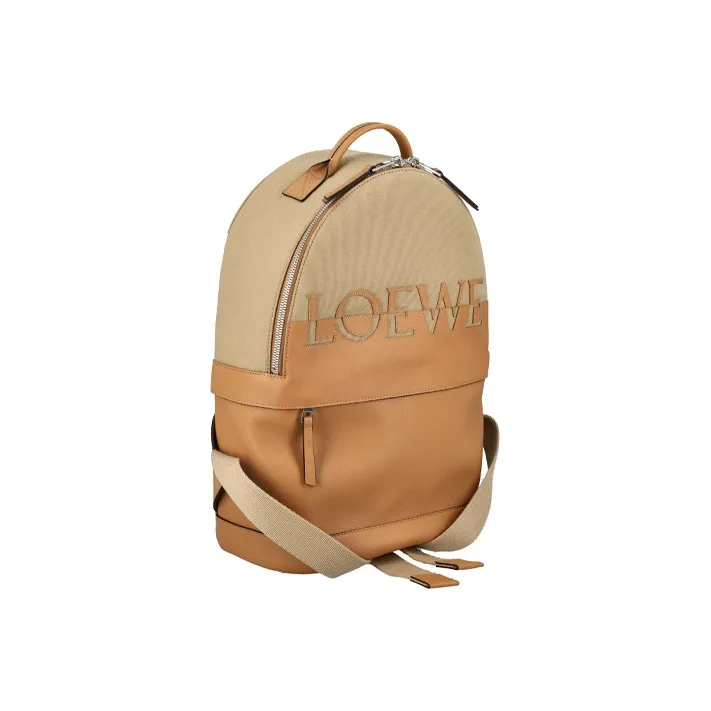 LOEWE Cow Leather With Cotton Backpack Unisex Brown-1