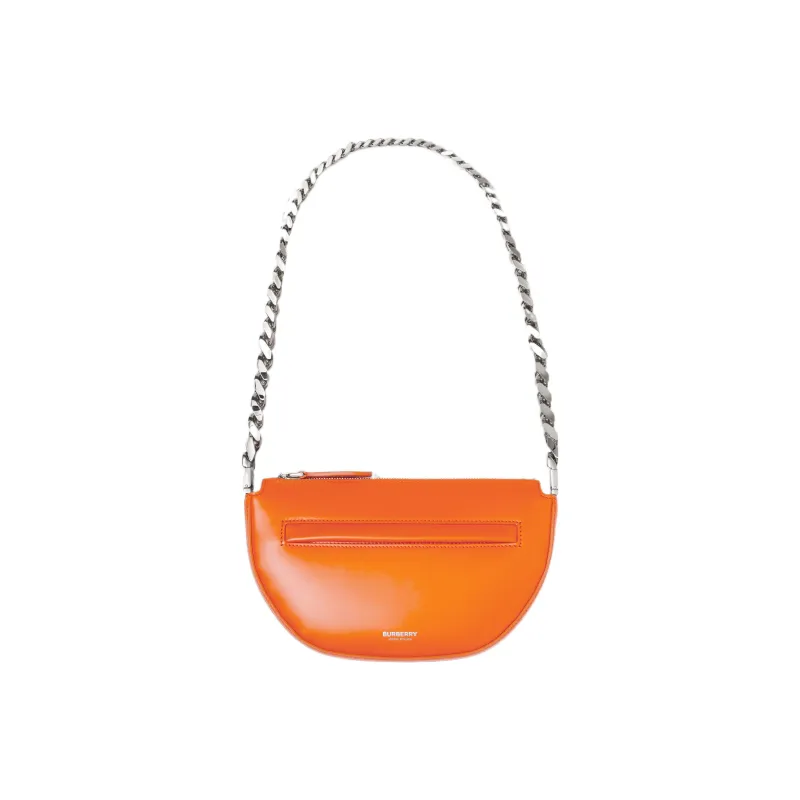 Burberry Olympia Calfskin Shoulder Bag Crescent Bag Handbag Shoulder Bag Women's Orange-4
