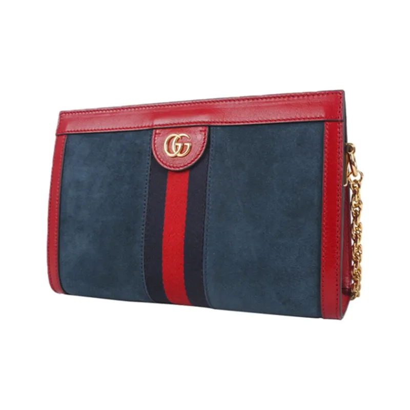 GUCCI Ophidia Patchwork Leather Crossbody Bag, Shoulder Bag Trumpets Women's Navy Blue & Red-1