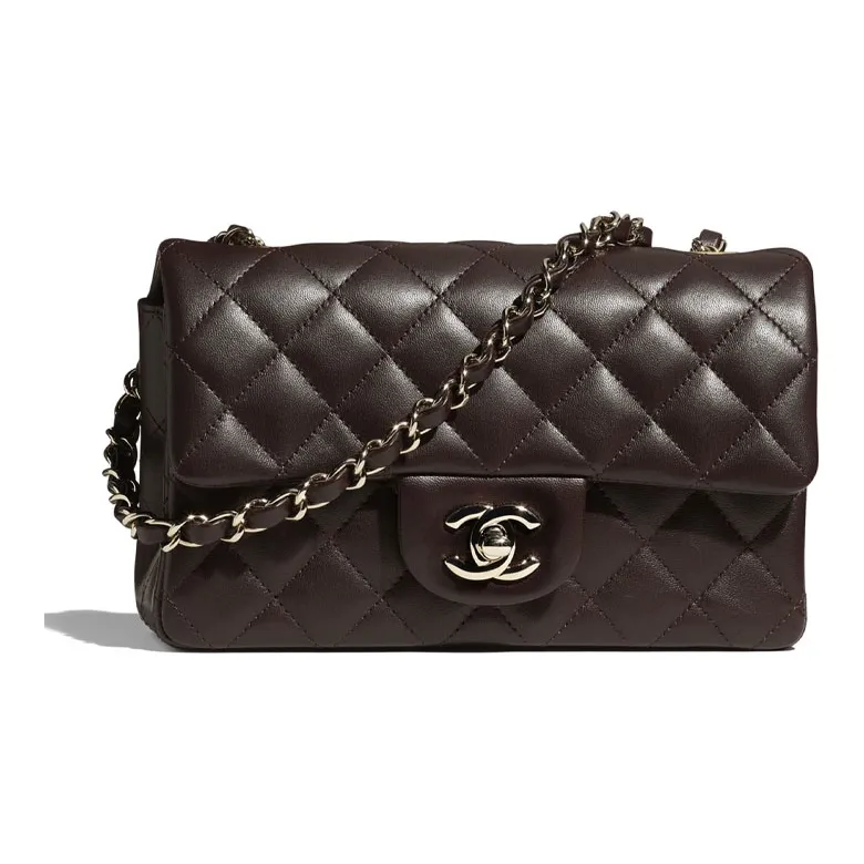 CHANEL Classic Flap CF Sheepskin Shoulder Bag, Crossbody Bag Mini Women's Chocolates Brown-0