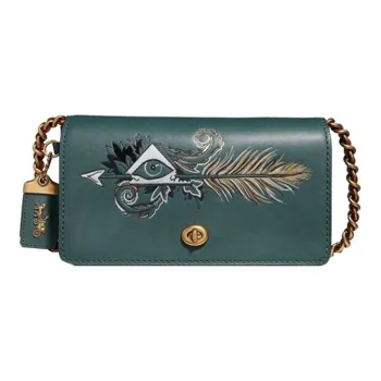 COACH Dinky Leather Crossbody Bag Medium Size Women's Green