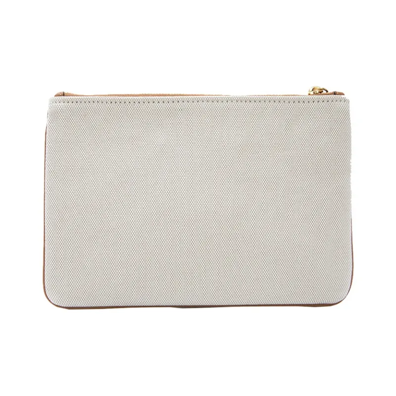 COACH Turnlock Canvas Canvas Bag Clutches Medium Size Unisex Beige-1