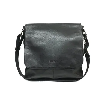 COACH Charles Cow Leather Shoulder Bag, Crossbody Bag, Briefcase Medium Size Men's Black