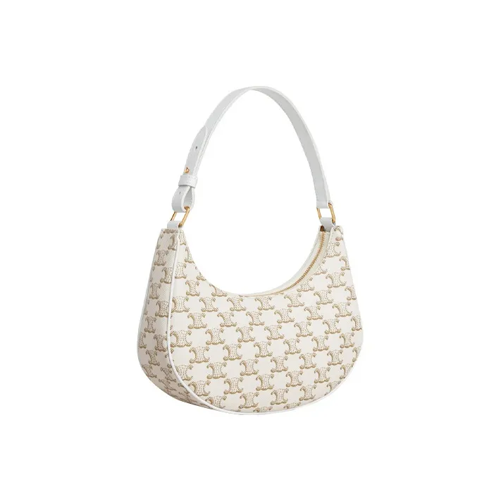 CELINE TriompheAVA Canvas With Leather Shoulder Bag, Handbag Regular Women's White-1