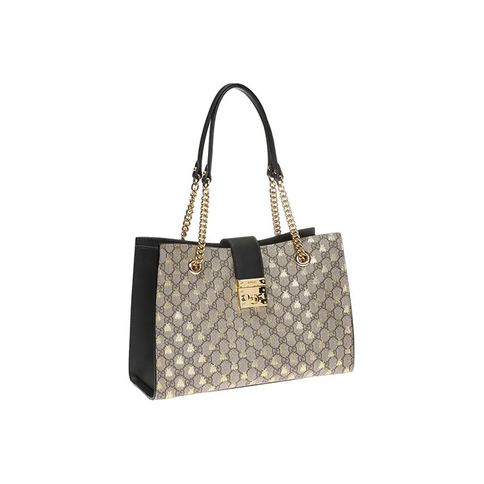 GUCCI Padlock Canvas With Leather Tote Bag, Shopping Bag, Lock Bag, Portable Crossbody Bag, Shoulder Bag Women's-1