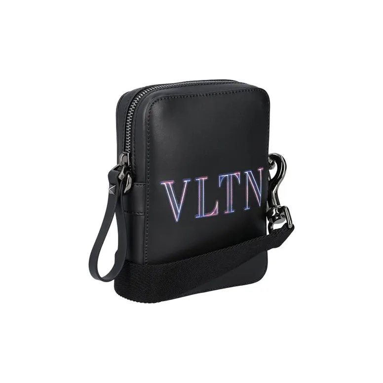 Valentino VLTN Calfskin Cell Phone Pouch Shoulder Bag Men's Black-1
