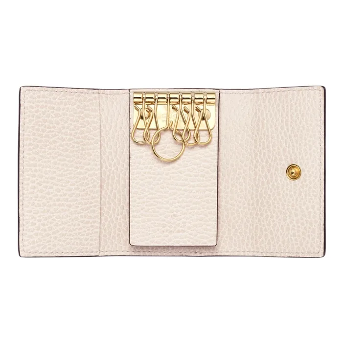 GUCCI Marmont Canvas With Leather Key Pouch Women's Ebony & White-3
