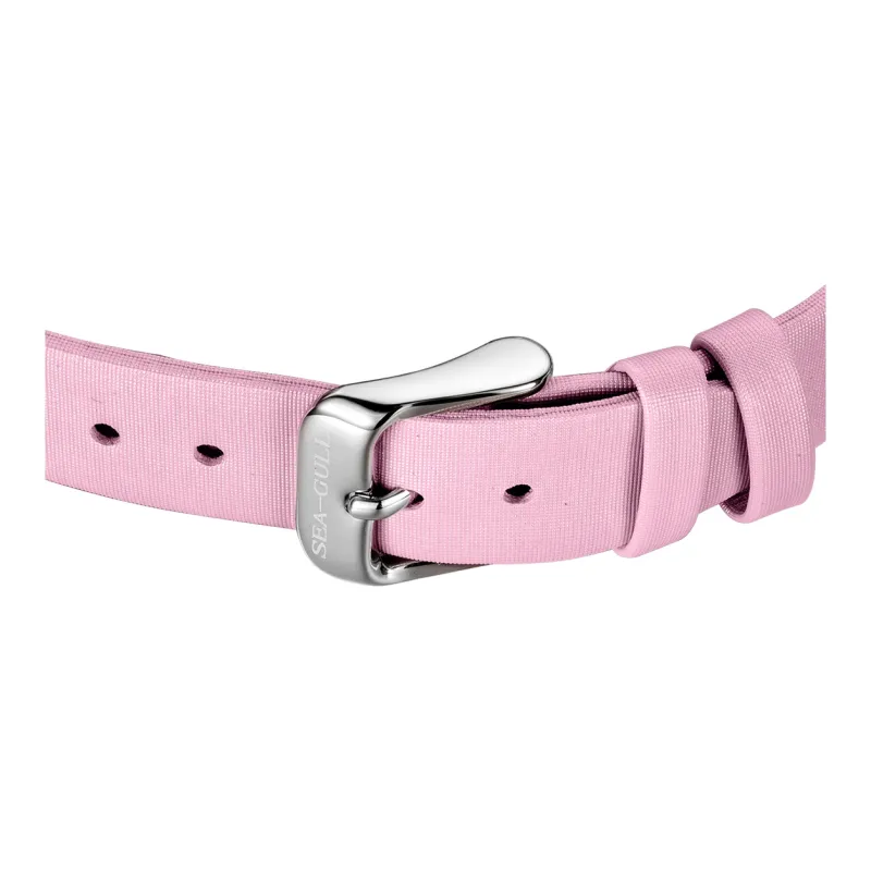 Sea Gull Hollow Series Automatic Mechanical Movement Spun Silk Strap Watch Women's Watch Pink Watch Dial 813.65.6029LK-5