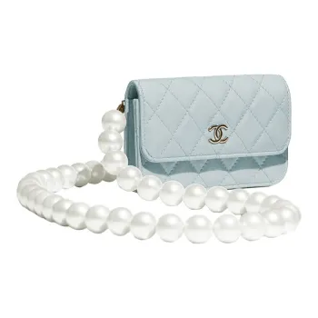 CHANEL Calfskin Pochette, Shoulder Bag, Coin Purse, Handbag, Shoulder Bag, Crossbody Bag Women's Mudra Color/Lake Blue