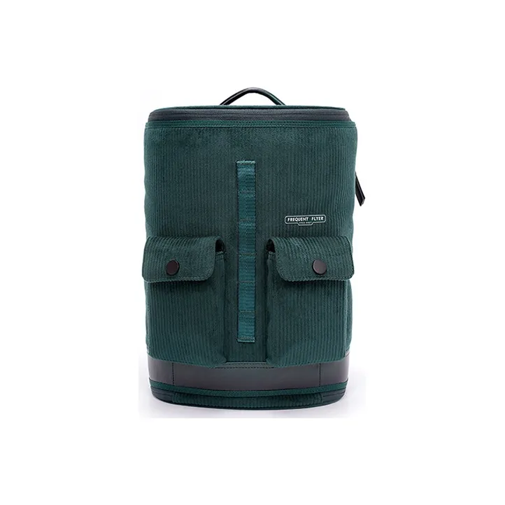 FREQUENTFLYER Corduroy Backpack Unisex Emerald/Charcoal Gray-0