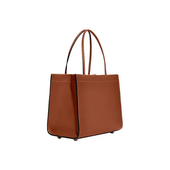 COACH Cashin Leather TOTE Bag, Shopping Bag, Handbag, Crossbody Bag Trumpets Women's Brown-1