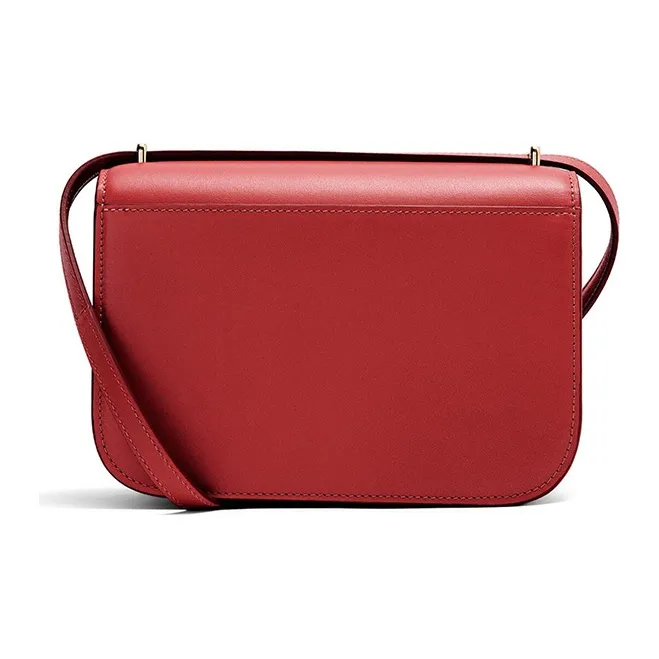 LOEWE Goya Silk Calfskin One Shoulder Crossbody Clutches Small Size Women's Red-2