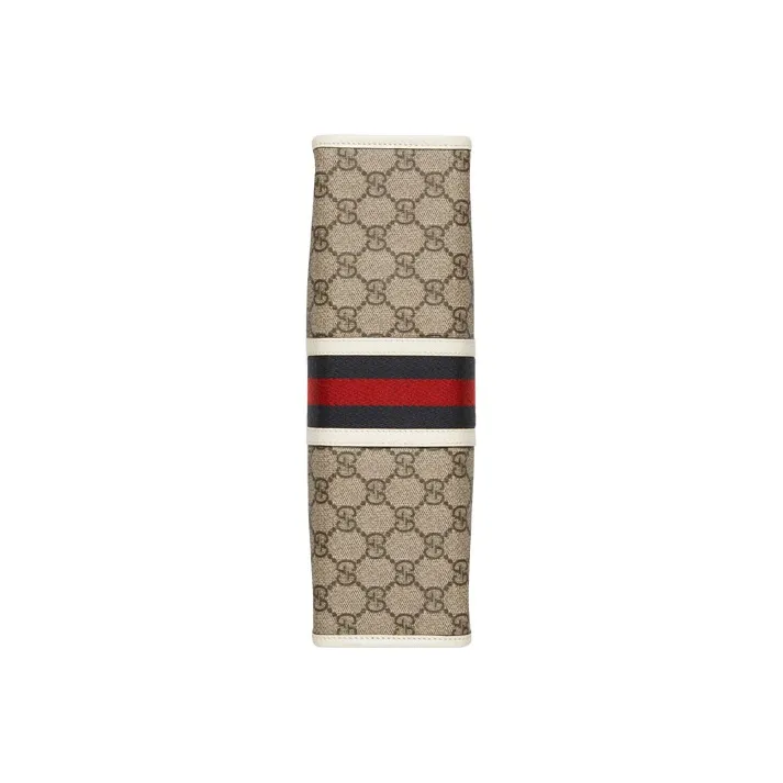 GUCCI Canvas With Leather Toiletry Bag Clutch Women's Ebony, White-6