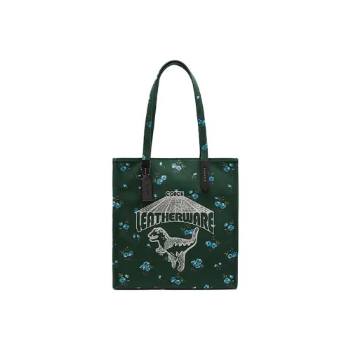 COACH Leather Canvas Bag, Shopping Bag, Tote Bag, Single Shoulder Bag Tubas Women's Dark Green
