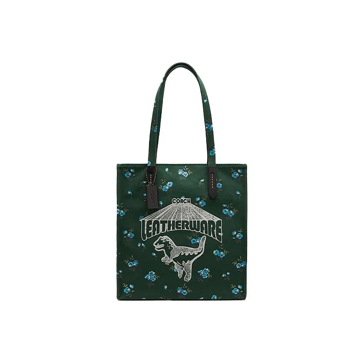 COACH Leather Canvas Bag, Shopping Bag, Tote Bag, Single Shoulder Bag Tubas Women's Dark Green-0