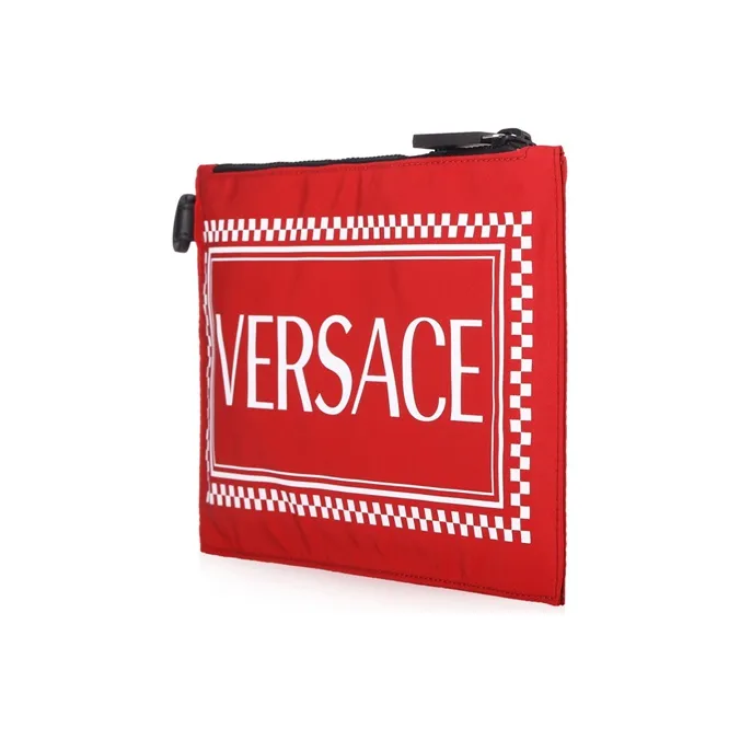VERSACE Nylon Clutch Unisex Red-1
