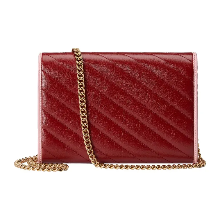 GUCCI Marmont Leather One Shoulder Handbag Crossbody Bag Mini Women's Red Pink-5