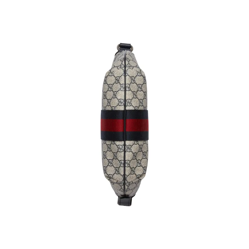 GUCCI Ophidia Canvas With Leather Dumpling Bag Crescent Bag Shoulder Bag Crossbody Bag Small Size Unisex Blue/Beige-6