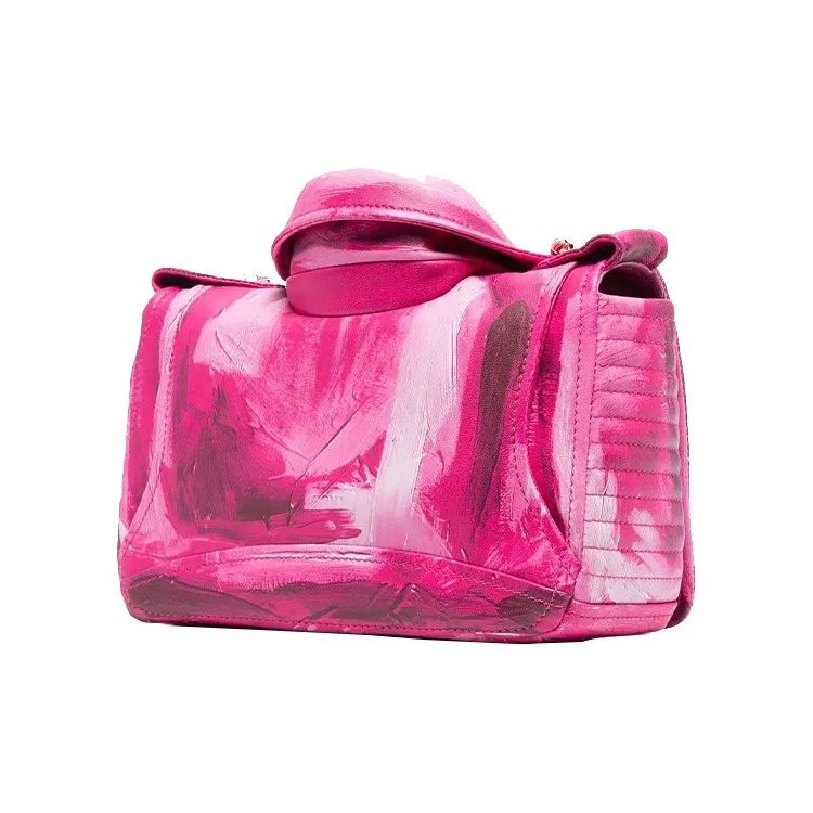MOSCHINO Sheepskin Biker Bag Small Square Bag Shoulder Bag Crossbody Bag Women's Fuchsia-1