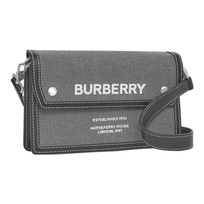 Burberry Horseferry Canvas With Leather Canvas Bag Shoulder Bag Crossbody Bag Regular Men's Black/Gray-2