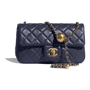 CHANEL Classic Flap CF Small Gold Ball Lambskin Shoulder Bag, Crossbody Bag Women's Marine Blue