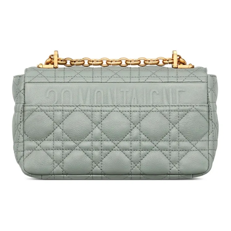 DIOR Caro Soft Cow Leather Handbag Shoulder Bag Crossbody Bag Small Size Women's Gray-2