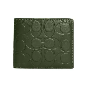 COACH 3 IN 1 Wallet Calfskin 3 in 1 Card Holder, Wallet Mini Men's Dark Green