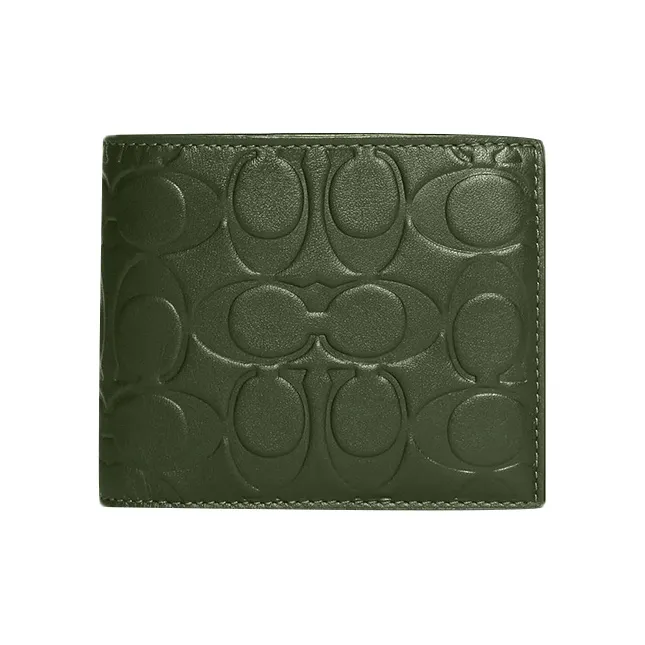 COACH 3 IN 1 Wallet Calfskin 3 in 1 Card Holder, Wallet Mini Men's Dark Green-0