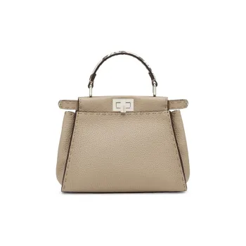 FENDI Peekaboo Python Skin With Calfskin Shoulder Bag, Crossbody Bag, Handbag Mini Women's Dove Gray