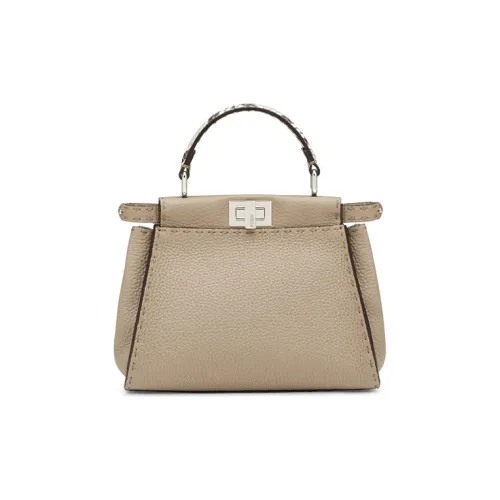 FENDI Peekaboo Python Skin With Calfskin Shoulder Bag, Crossbody Bag, Handbag Mini Women's Dove Gray