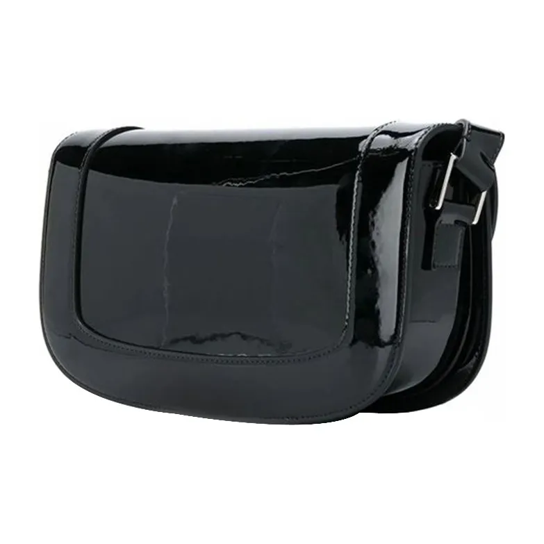 Valentino Patent Leather Shoulder Bag Women's Black-1