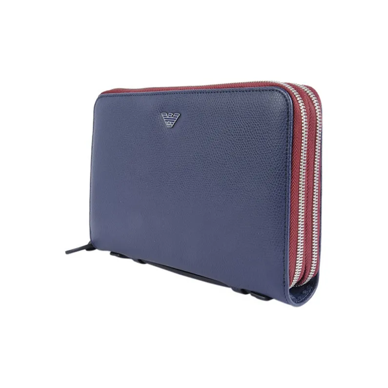 EMPORIO ARMANI Calfskin Wallet Unisex Blue-1
