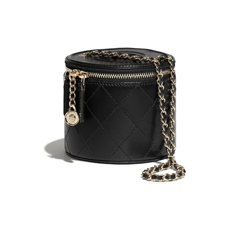 CHANEL Lambskin Cylinder Bag, Shoulder Bag Women's Black-1