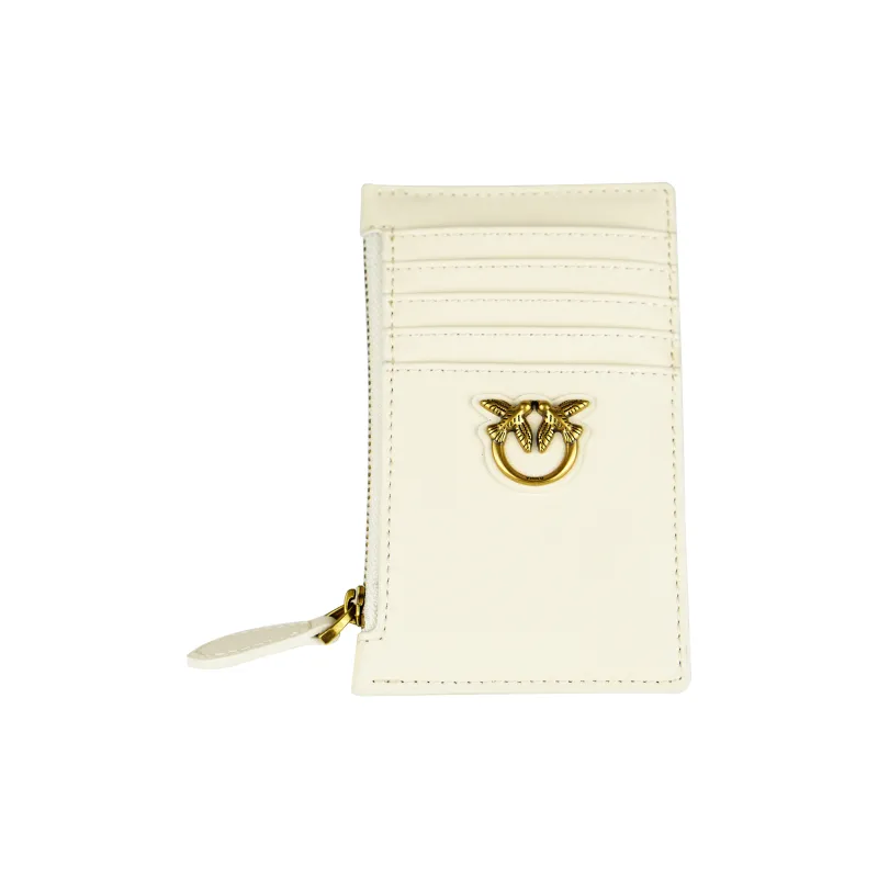 PINKO Leather Card Holder Women's Ecru-1
