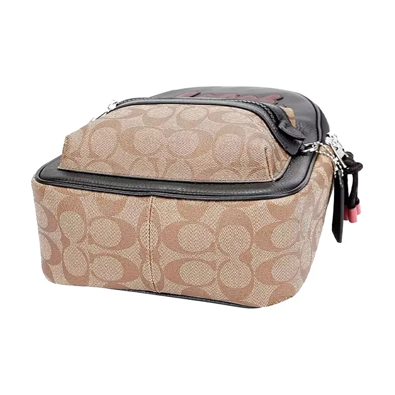 COACH Graham Canvas Artificial Leather Crossbody Bag Medium Size Women's Black & Multicolor-2