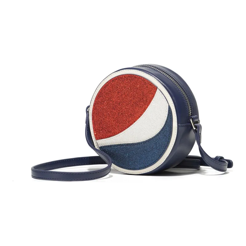 Pepsi PU Small Round Crossbody Bag Unisex Deep Sea Blue-1