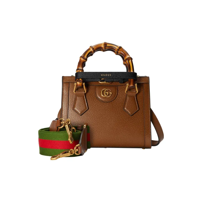 GUCCI Leather Tote Bag Shopping Bag Shoulder Bag Handbag Mini Women's Brown-2
