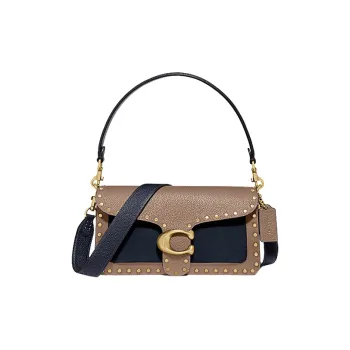 COACH Tabby Calfskin Suede Crossbody Bag Flap Bag Handbag Shoulder Bag Women's Brown Black & Multicolor
