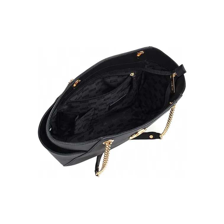 MICHAEL KORS Jet Set Travel Cow Leather Tote Sycee Bag, Handbag Regular Women's Pure Black-2