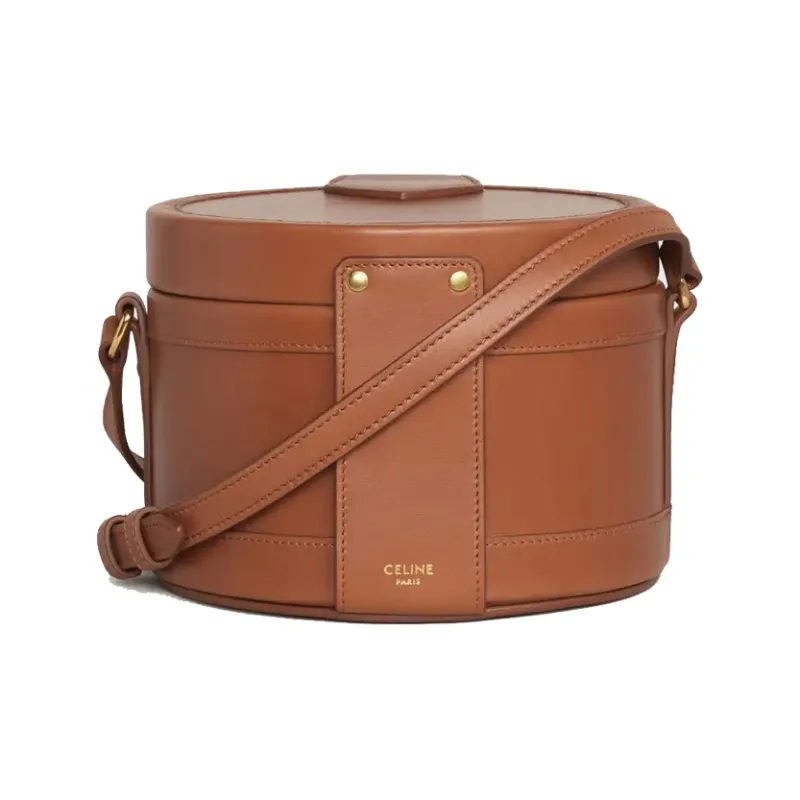 CELINE Tambour Smooth Cow Leather Crossbody Bag Shoulder Bag Medium Size Women's Tawny-2