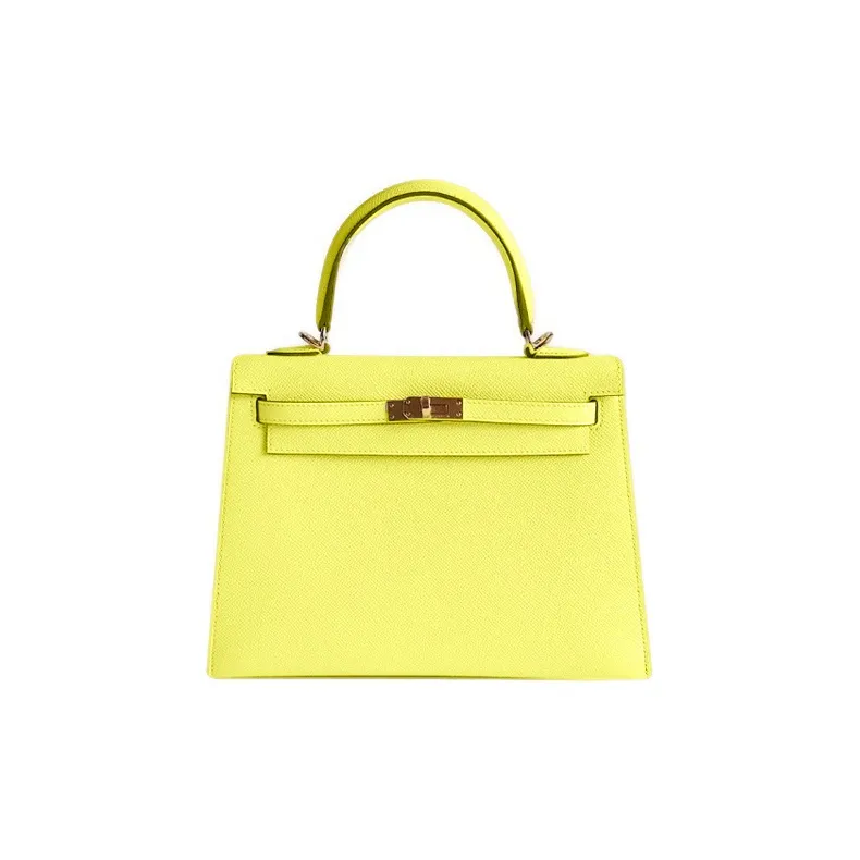 HERMES Kelly Epsom Calfskin Kelly Bag Handbags Regular Women's 9R Lime Lemon-0