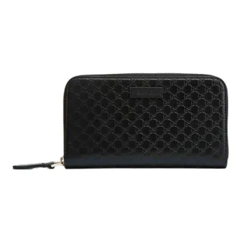 GUCCI Cow Leather Wallet Men's Black