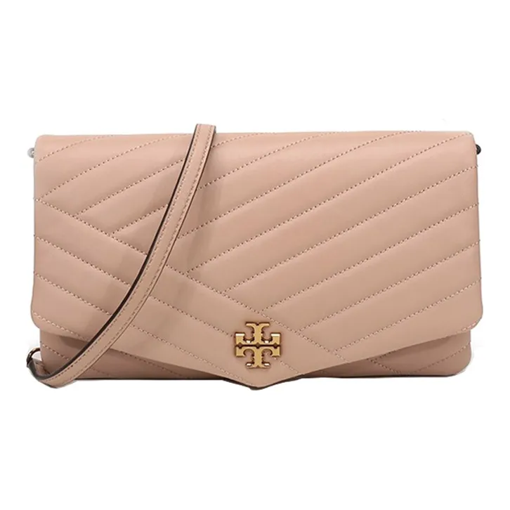 TORY BURCH Kira Sheepskin Clutch Handbag Shoulder Bag Women's Flesh Pink-0