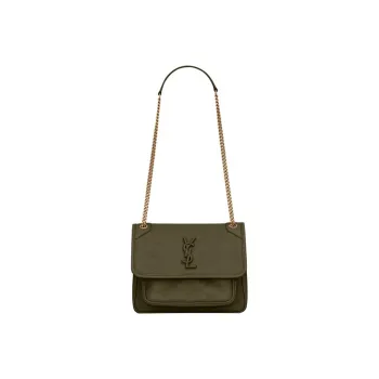 SAINT LAURENT Niki Lambskin Hobo Bag Crossbody Bag Shoulder Bag Women's Sea Cucumber Green