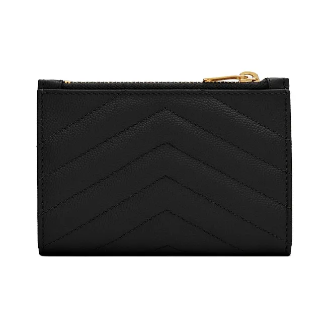 SAINT LAURENT Monogram Cow Leather Wallet Women's Black-1