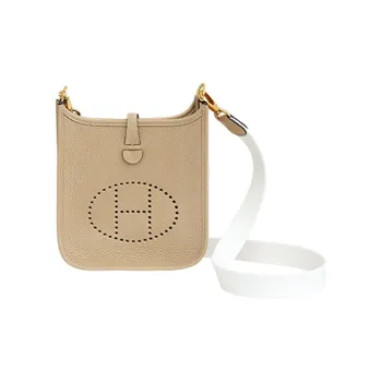HERMES Evelyne Cow Leather Crossbody Bag Shoulder Bag 16 Women's Trench Coat In Beige/White