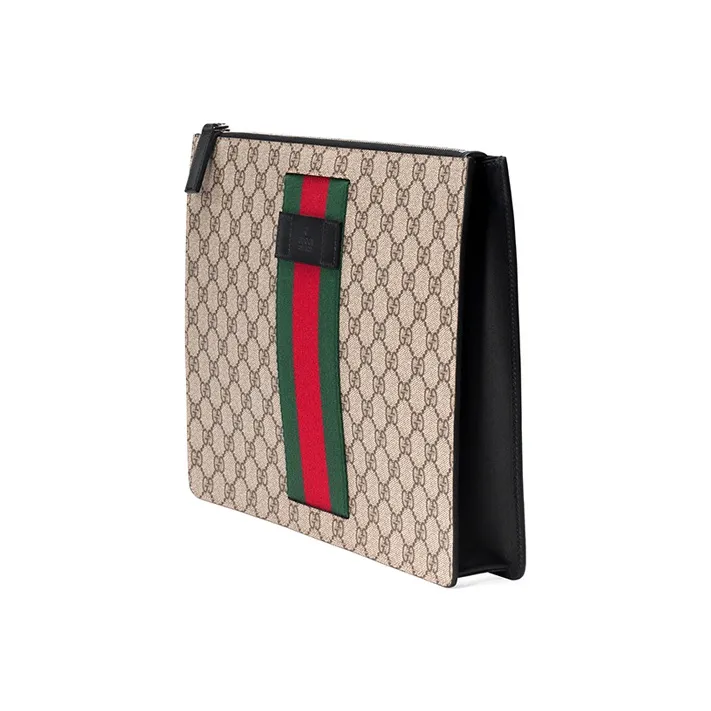 GUCCI Canvas With Leather Wrist Bag Canvas Bag Clutch Men's Ebony/Black-1