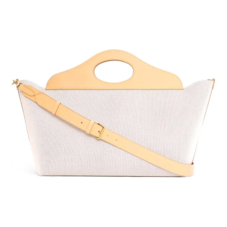 Burberry Canvas With Leather Tote Bag Shopping Bag Pocket Handbag Medium Size Women's Soft Yellow Brown/Warm Sand-3